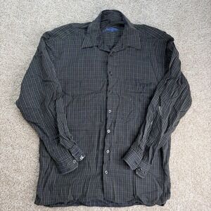 Jack Lipson Shirt Mens Large Black Check Long Sleeve Button Up Woven Casual
